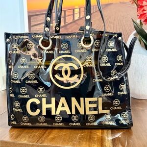 CHANEL Glossy Black and Gold Tote